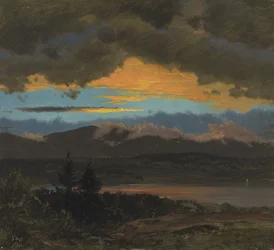 Zonsondergang over de Hudsonvallei, New York